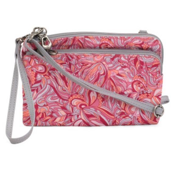 Sakroots Cambria “Sorbet” Pink and Gray Wristlet/ Crossbody NWT - Picture 1 of 6